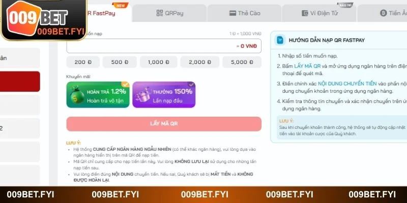 Chỉ cần làm theo 4 bước là có thể nạp tiền vào nhà cái thành công