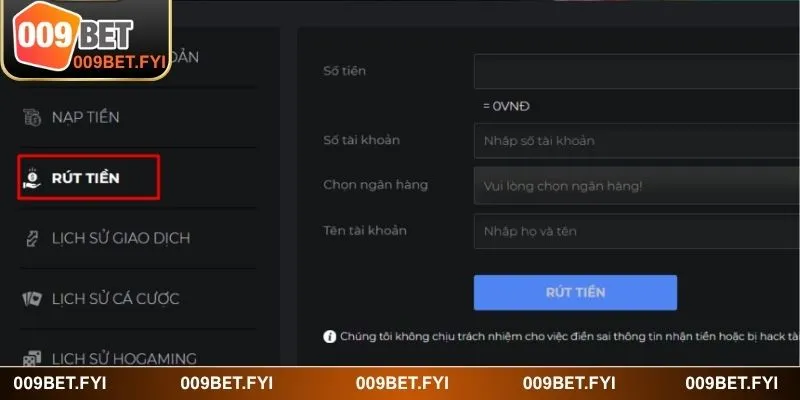 Các phương thức giao dịch hợp lệ tại 009BET