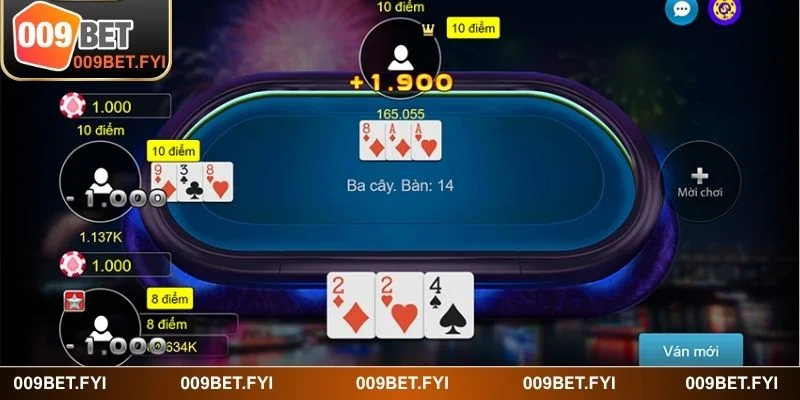 Bàn chơi bài cào rùa truyền thống dùng bộ bài 52 lá và biểu tượng rùa đặc trưng