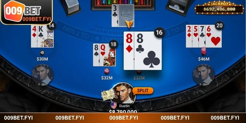 Bảng điểm giá trị các lá bài trong Blackjack được hiển thị rõ ràng