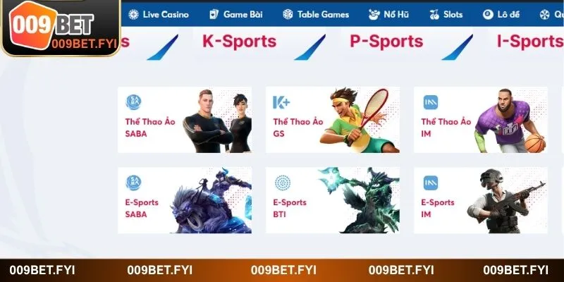 Một vài sảnh cược hấp dẫn nên trải nghiệm tại thể thao 009BET