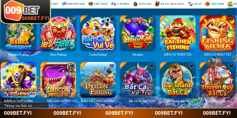 Top game không nên bỏ lỡ tại bắn cá 009BET 